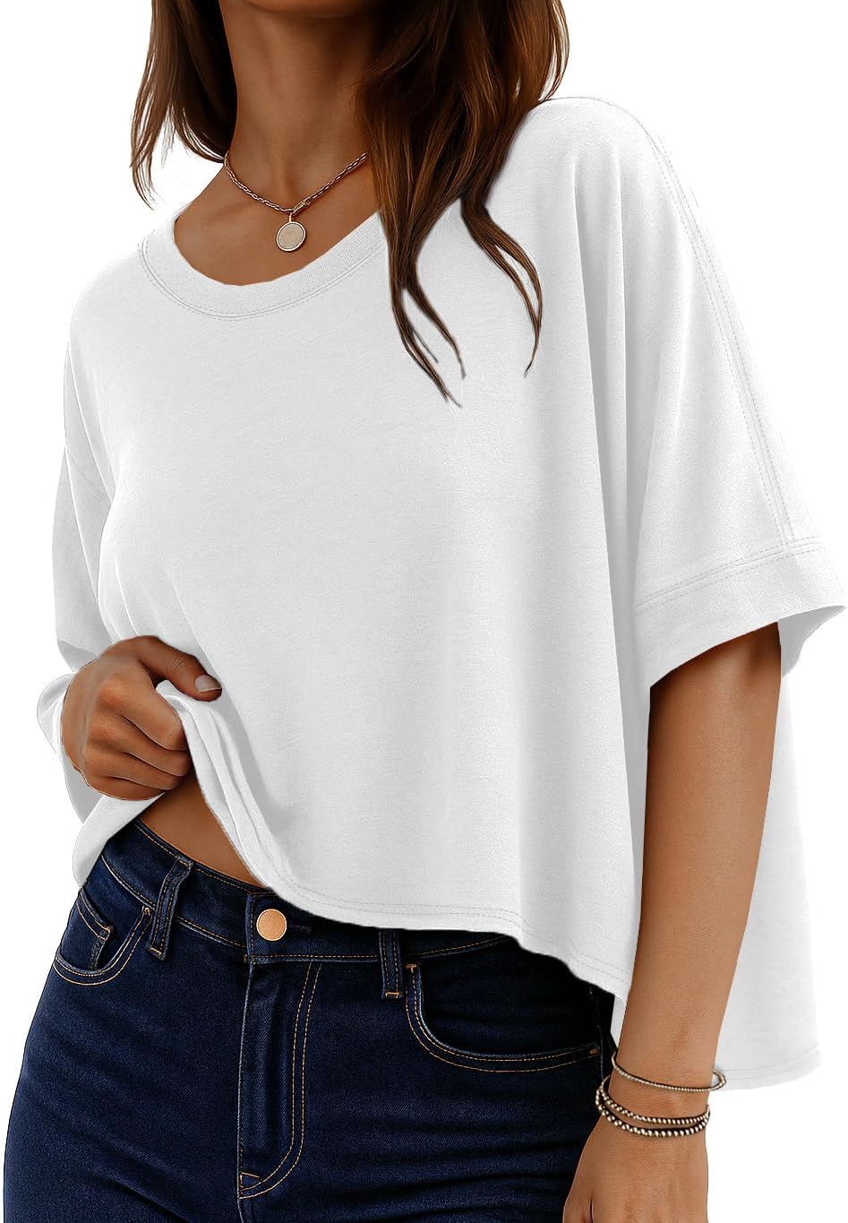Oversized Crop T-Shirt for Women Summer Casual Top