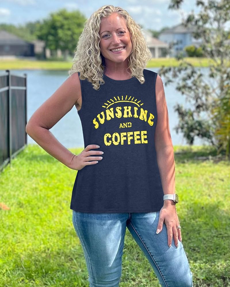 Women’s Sleeveless Graphic Tank Top Casual Summer Tee