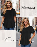 Women’s Pleated Short Sleeve Blouse Top For Summer