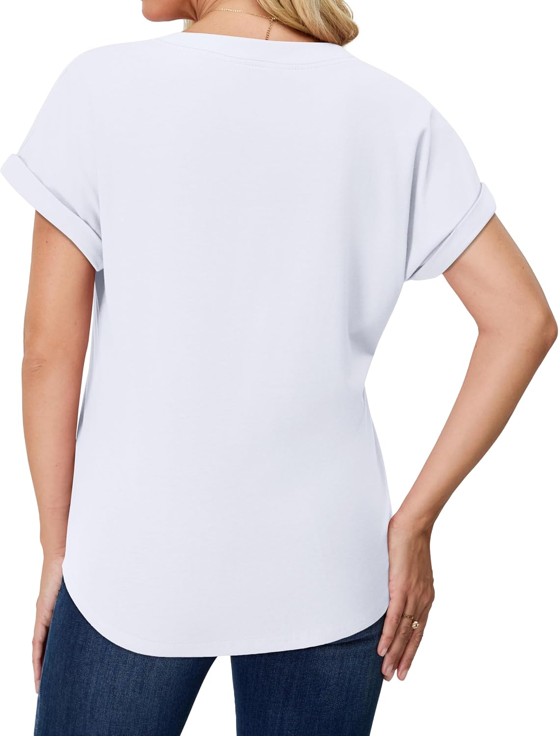 Women’s Henley V-Neck Blouse Short Sleeve Casual Top