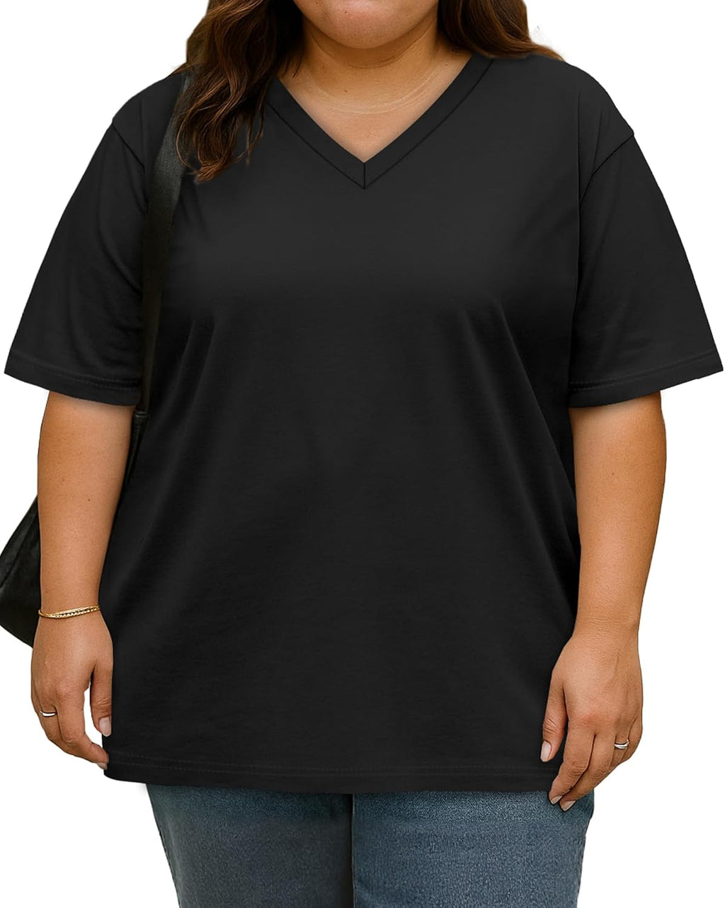 Plus Size V-Neck Oversized Top for Women Casual Tee