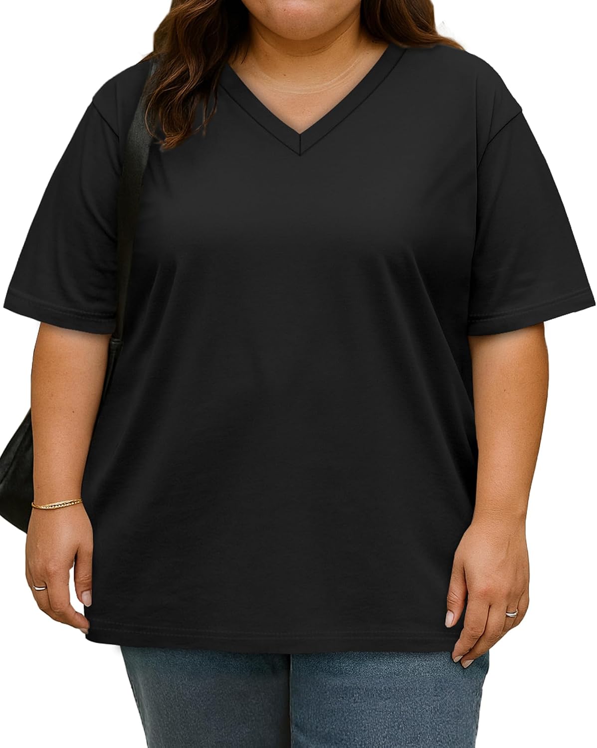 Plus Size V-Neck Oversized Top for Women Casual Tee