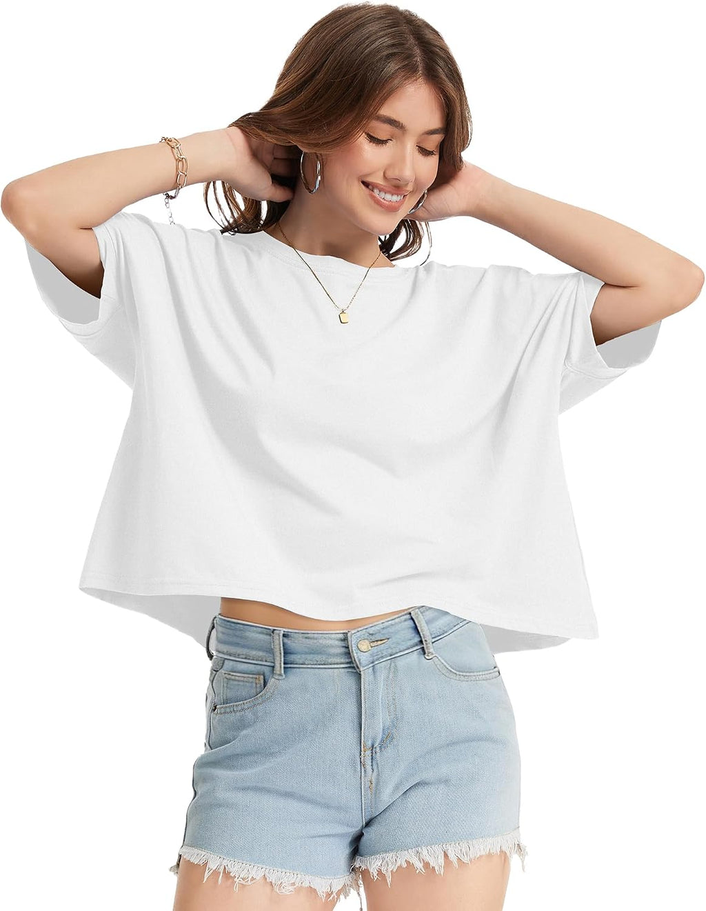 Oversized Crop T-Shirt for Women Summer Casual Top