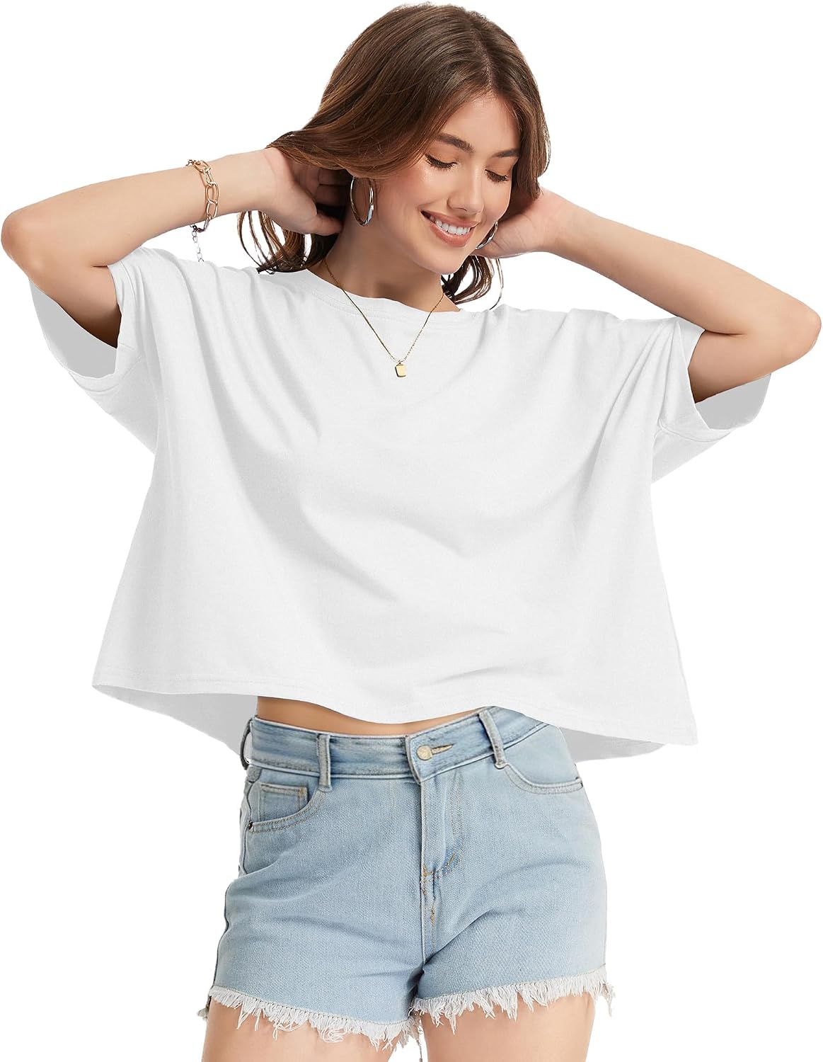 Oversized Crop T-Shirt for Women Summer Casual Top
