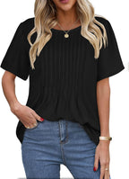 Women’s Pleated Short Sleeve Blouse Top For Summer