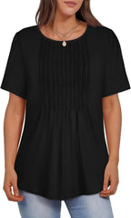 Women’s Pleated Short Sleeve Blouse Top For Summer
