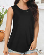 Women’s Sleeveless Scoop Neck Tank Top With Curved Hem