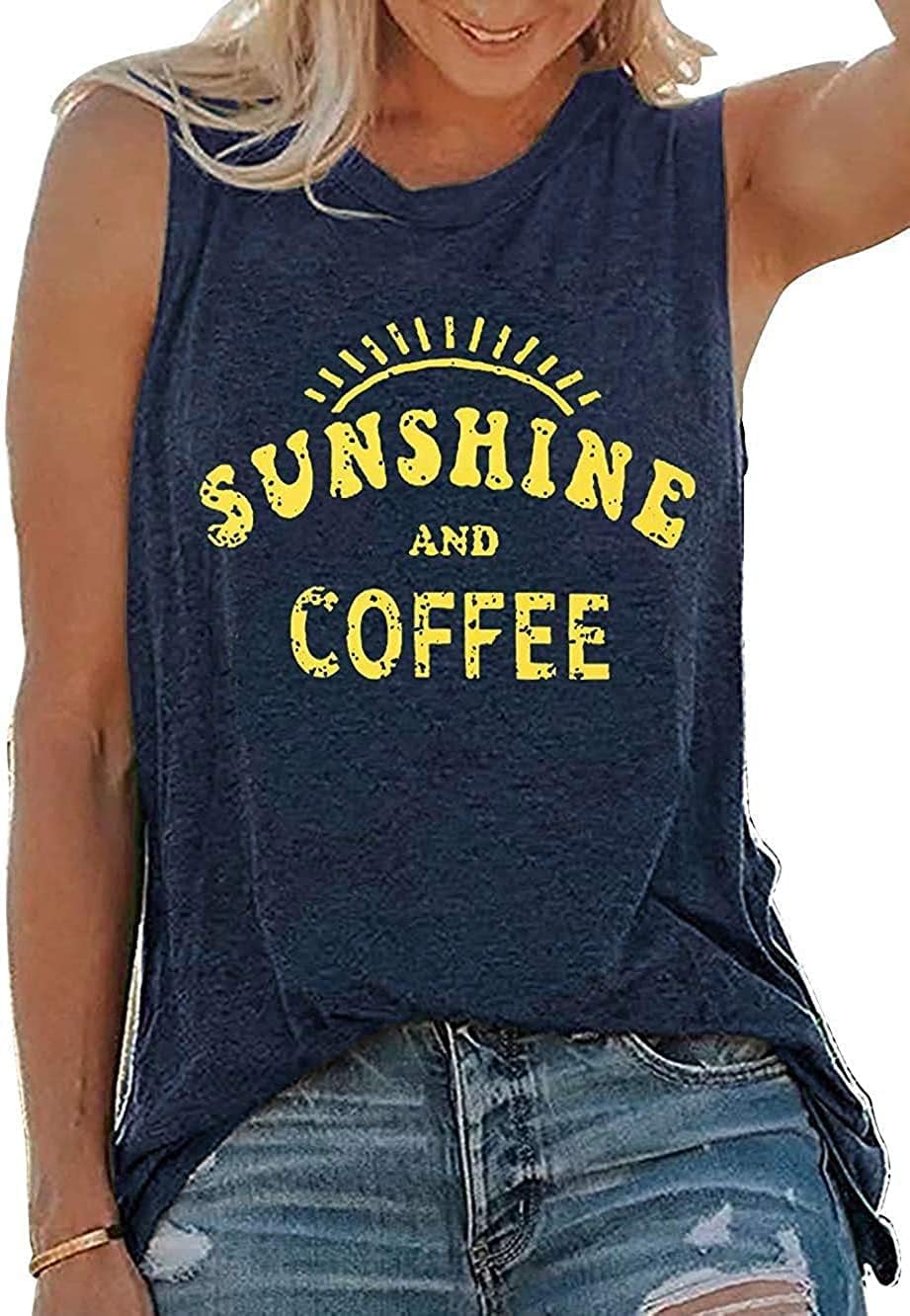 Women’s Sleeveless Graphic Tank Top Casual Summer Tee