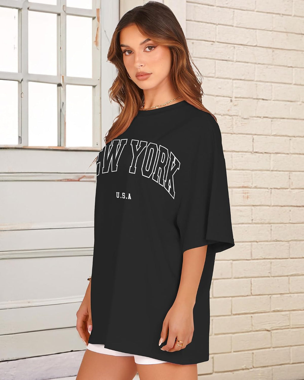 Women’s Oversized Graphic T-Shirt Round Neck Short Sleeve