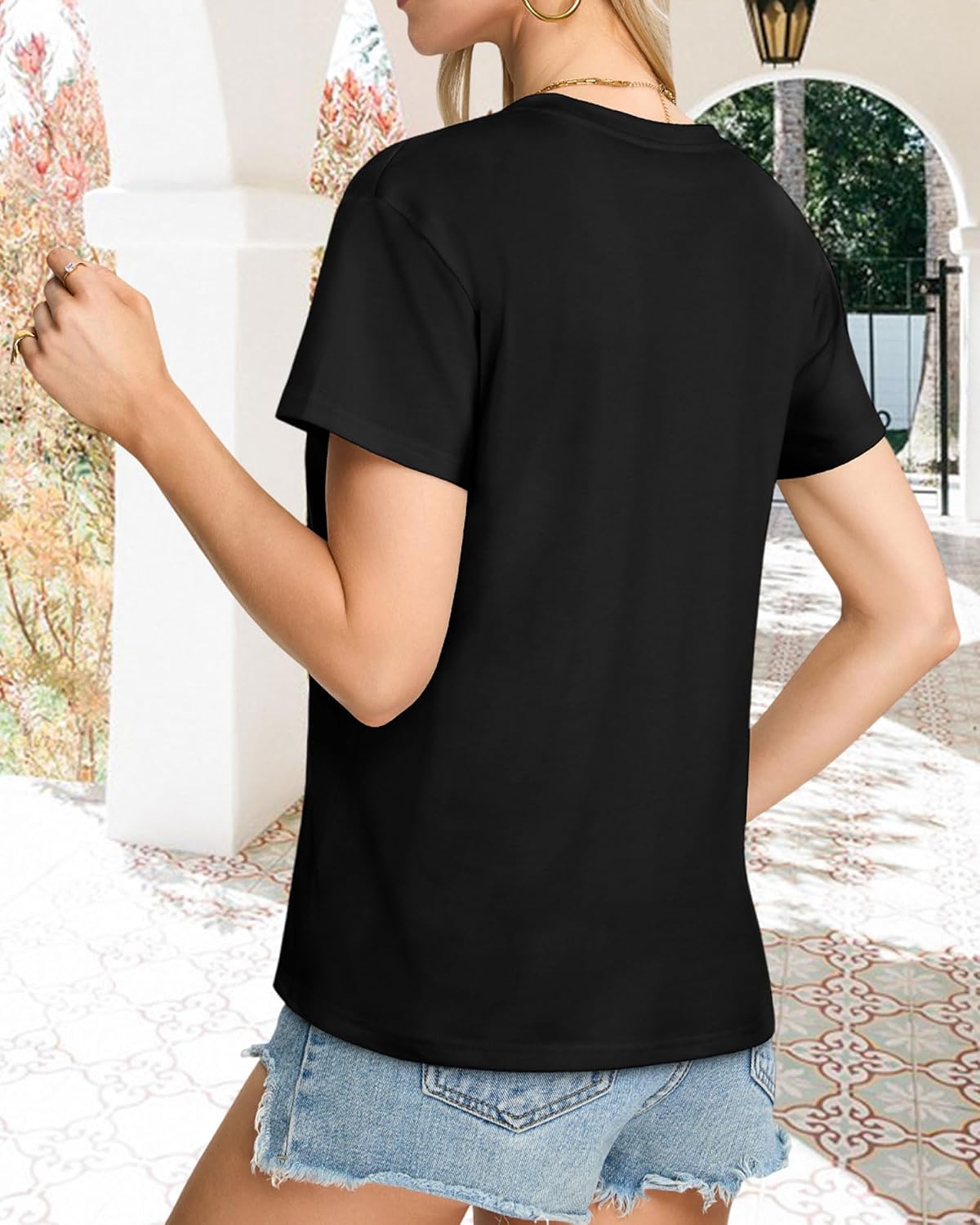 Women’s V-Neck Graphic T-Shirt Casual Summer Top
