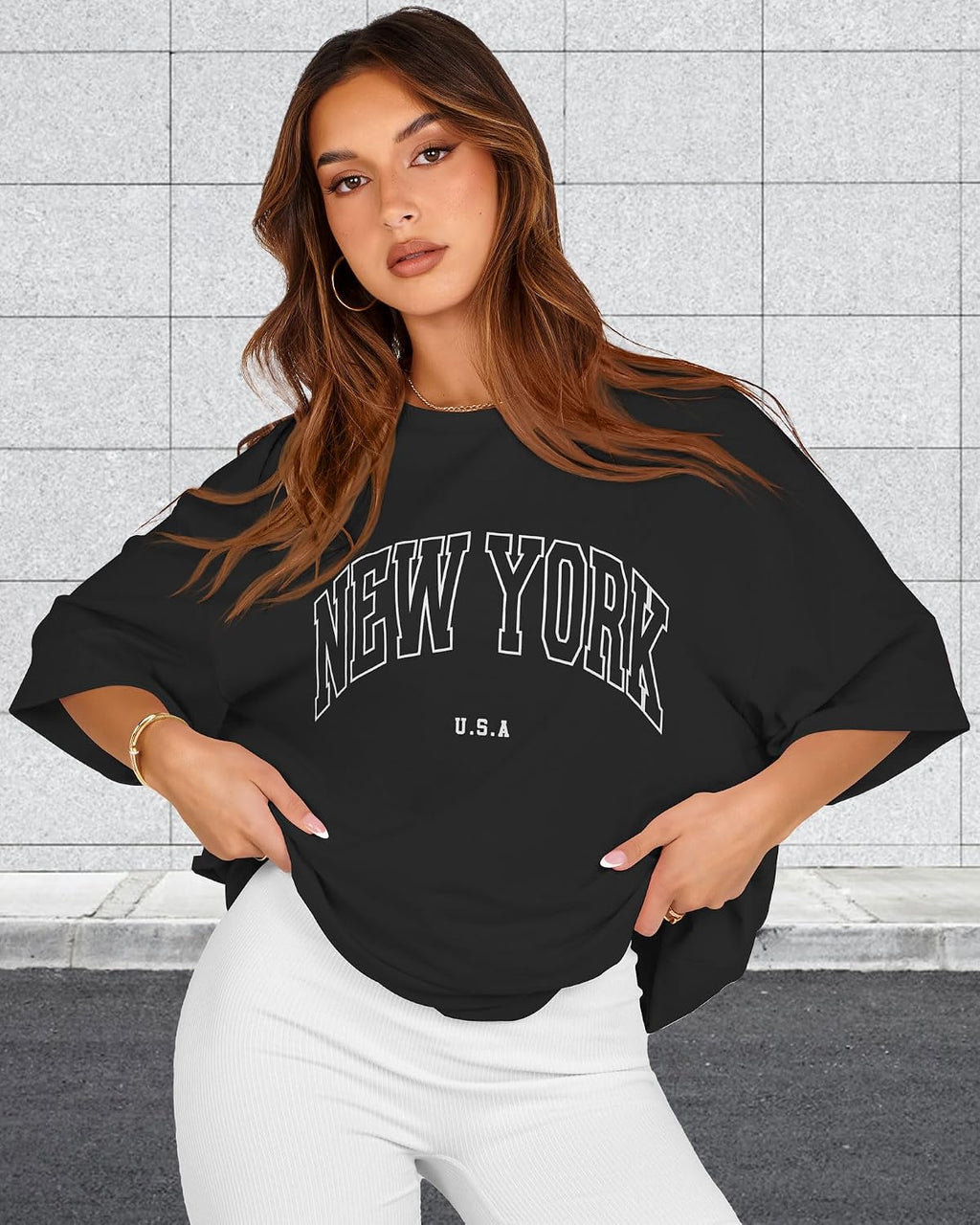 Women’s Oversized Graphic T-Shirt Round Neck Short Sleeve