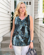 Women’s Sleeveless V-Neck Tunic Top Casual Loose Fit