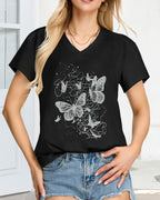 Women’s V-Neck Graphic T-Shirt Casual Summer Top